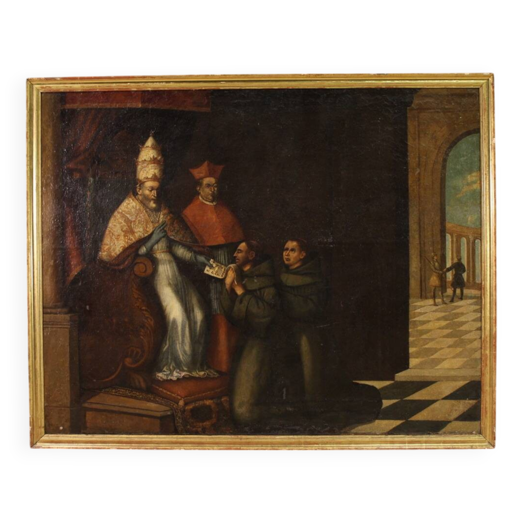 Great 17th century painting, Innocent III confirms the Franciscan Rule
