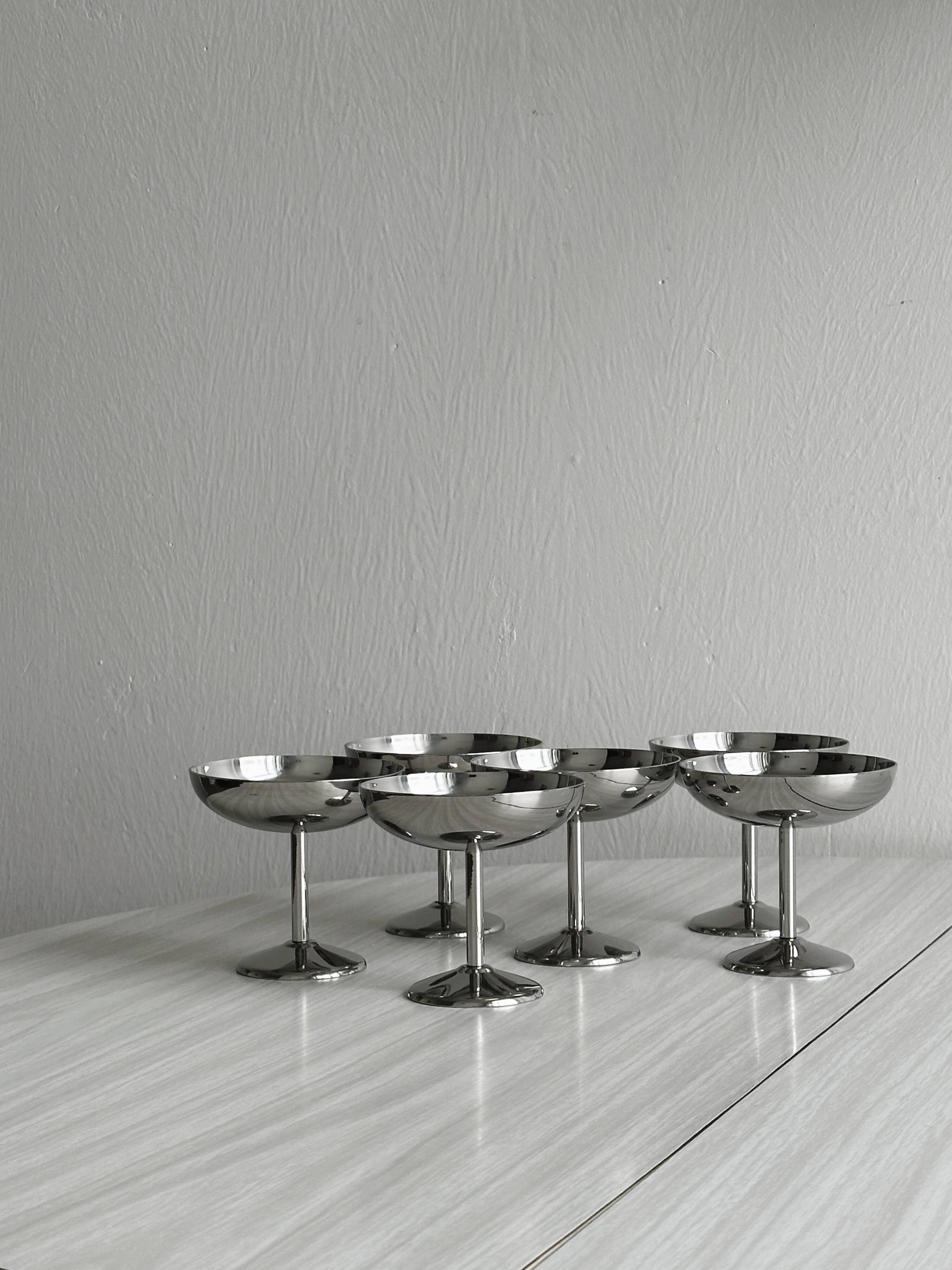 6 stainless steel footed bowls, Letang Remy style