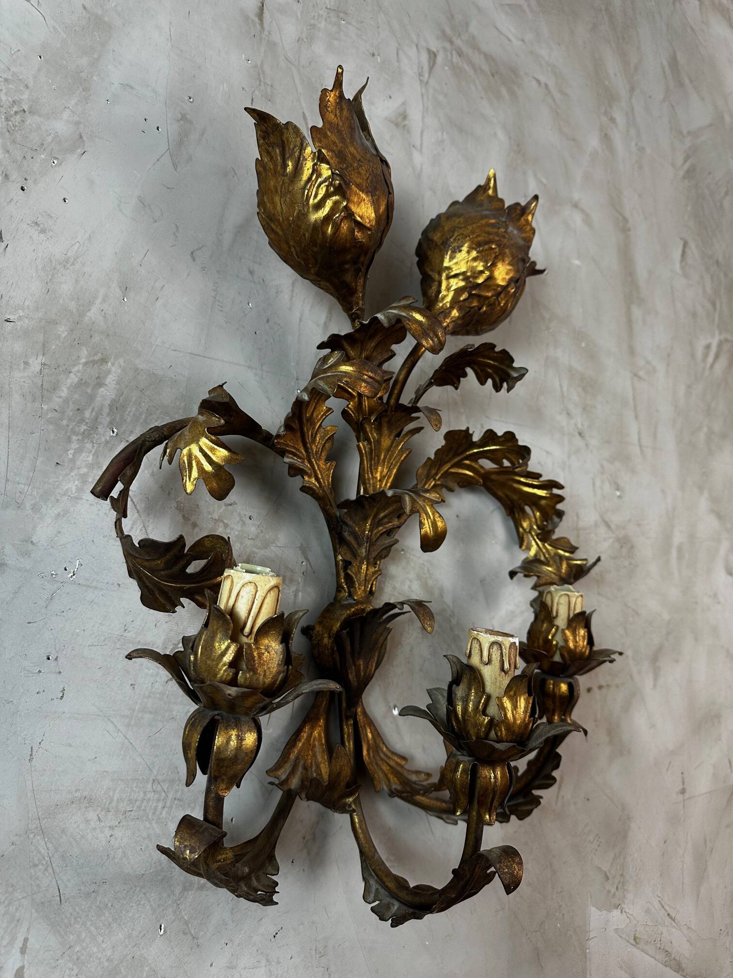 Pair of brass wall lights