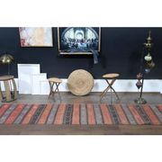 1970s Turkish Oushak Handmade Wool Cotton Red Runner Rug 74x338