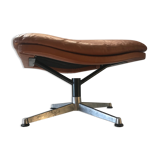 Ottoman model " King" in brown whiskey leather by Roger Vandenbeuck for Strassle , SWITZERLAND