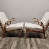 Mid-century wool boucle armchairs