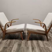 Mid-century wool boucle armchairs