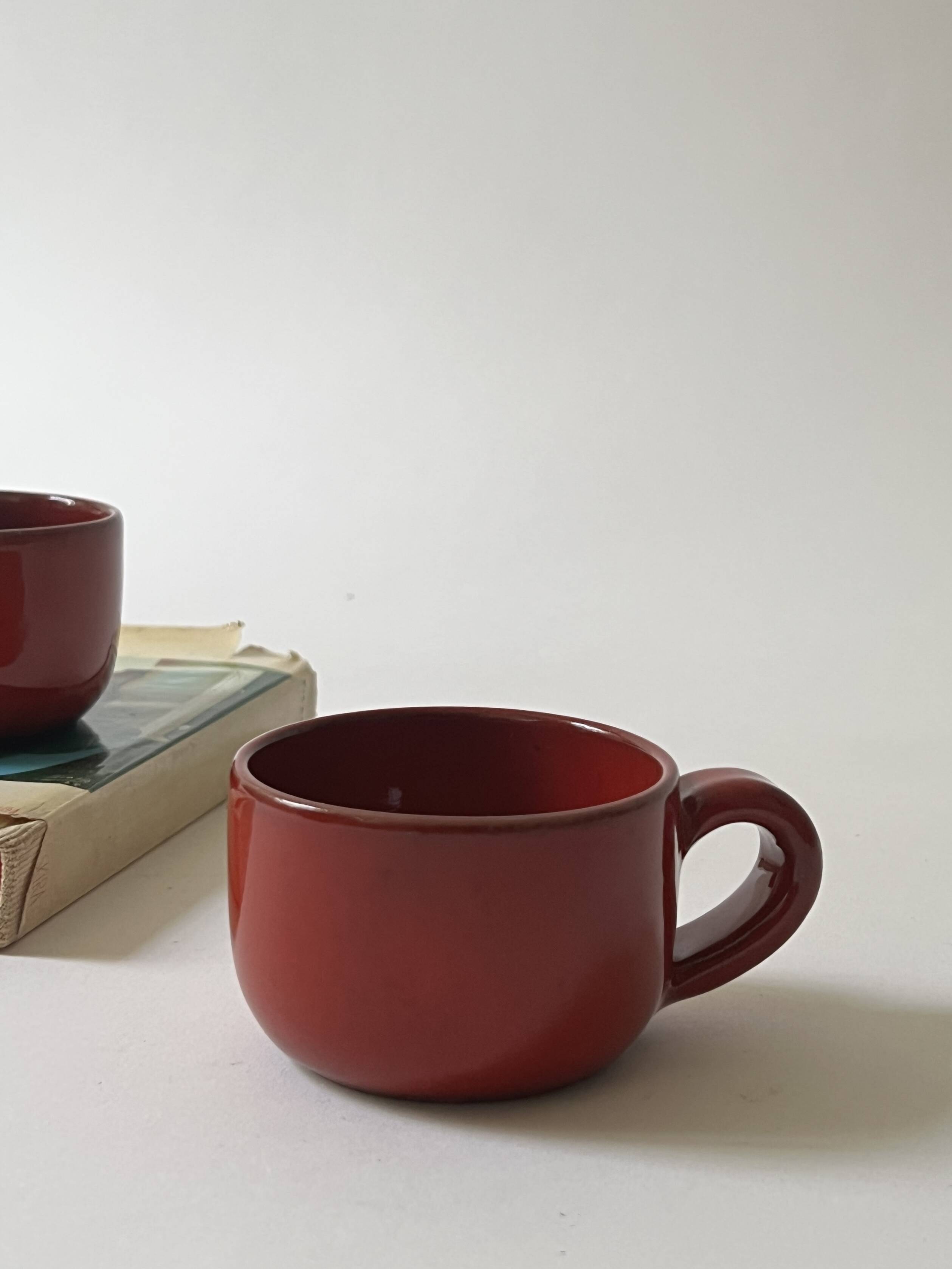 Set of 2 glazed ceramic cups by Robert Picault, Vallauris 1950