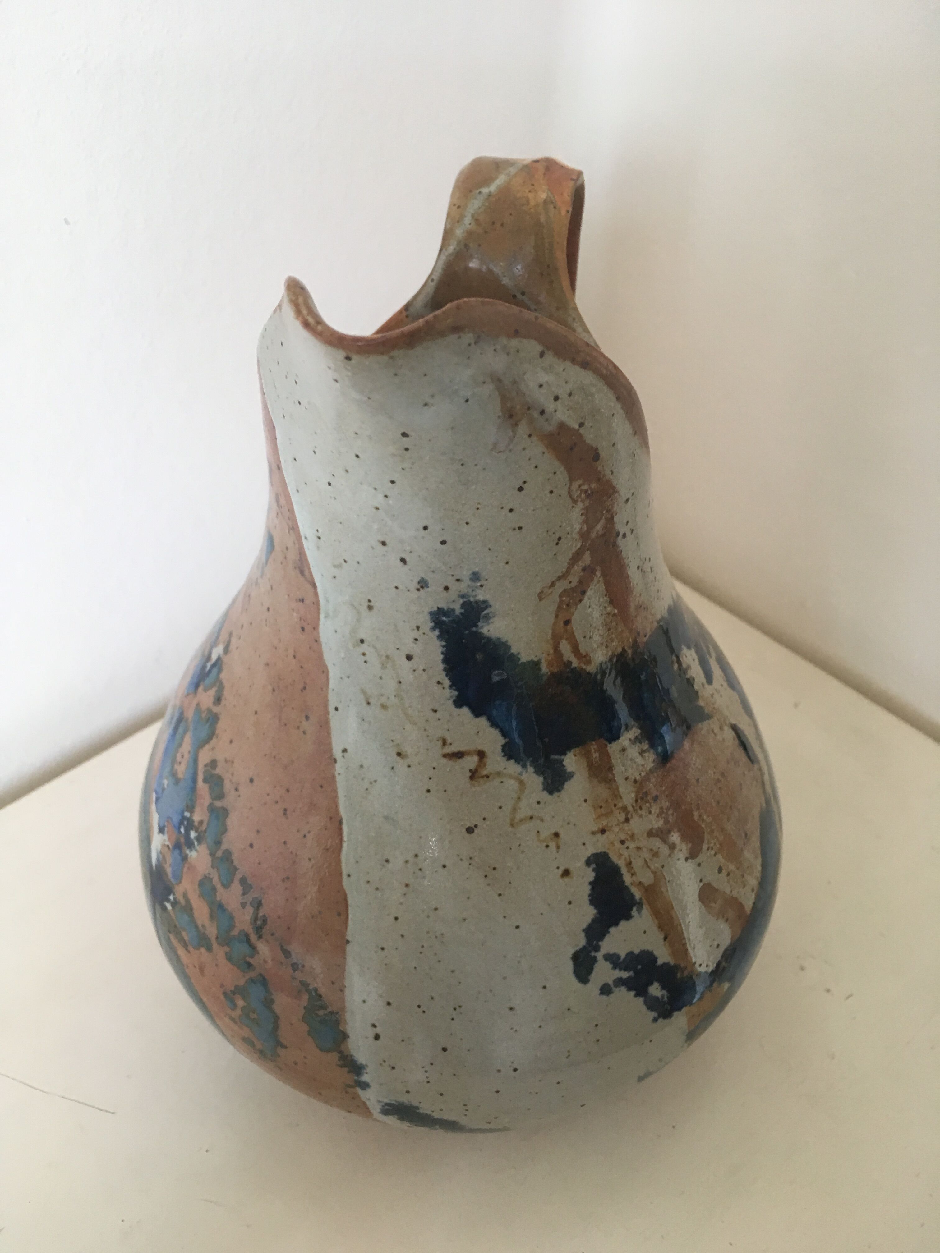 Artisanal pitcher enamelled terracotta