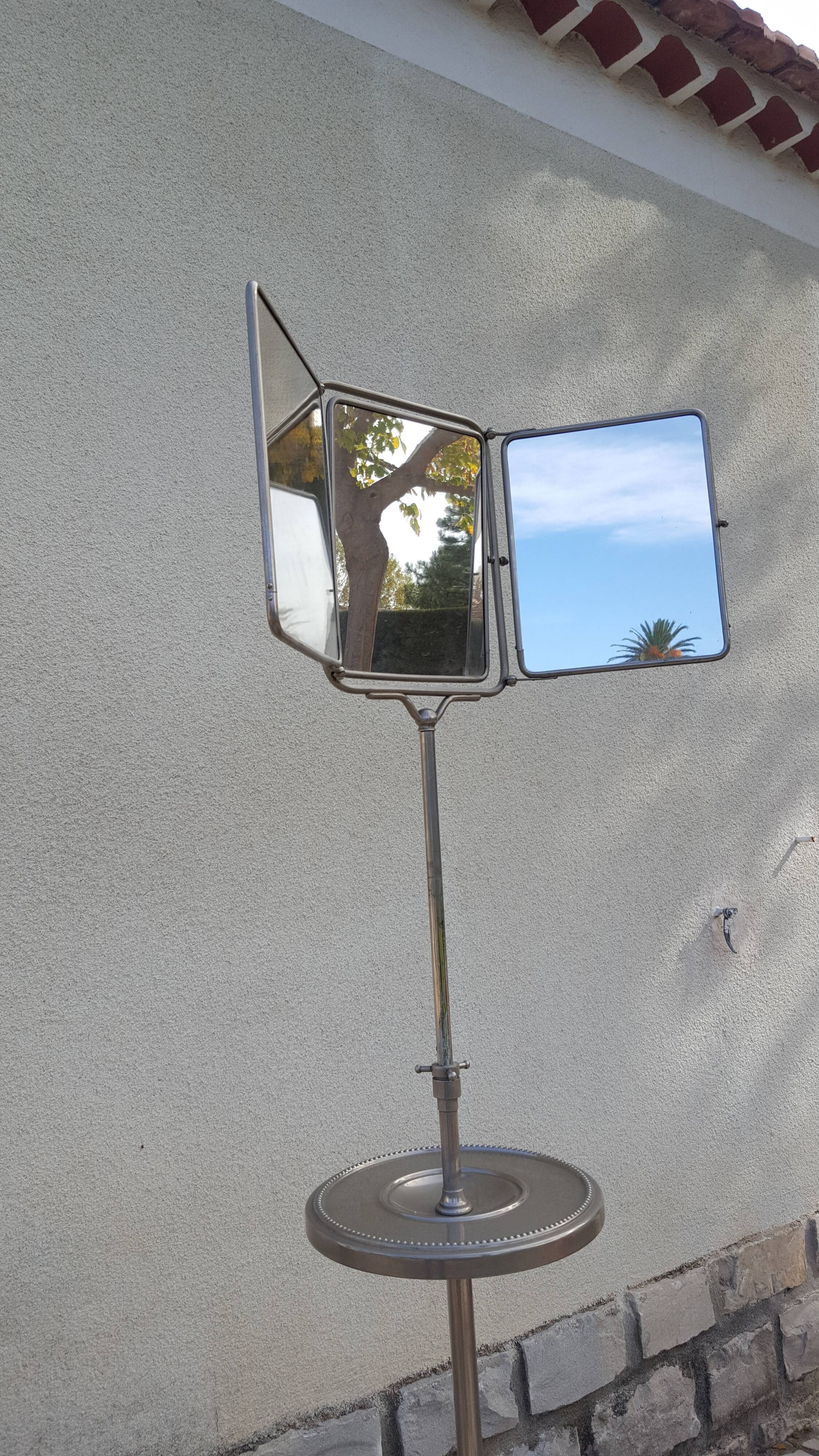 Miroir de barbier sur pied triptyque début XXème