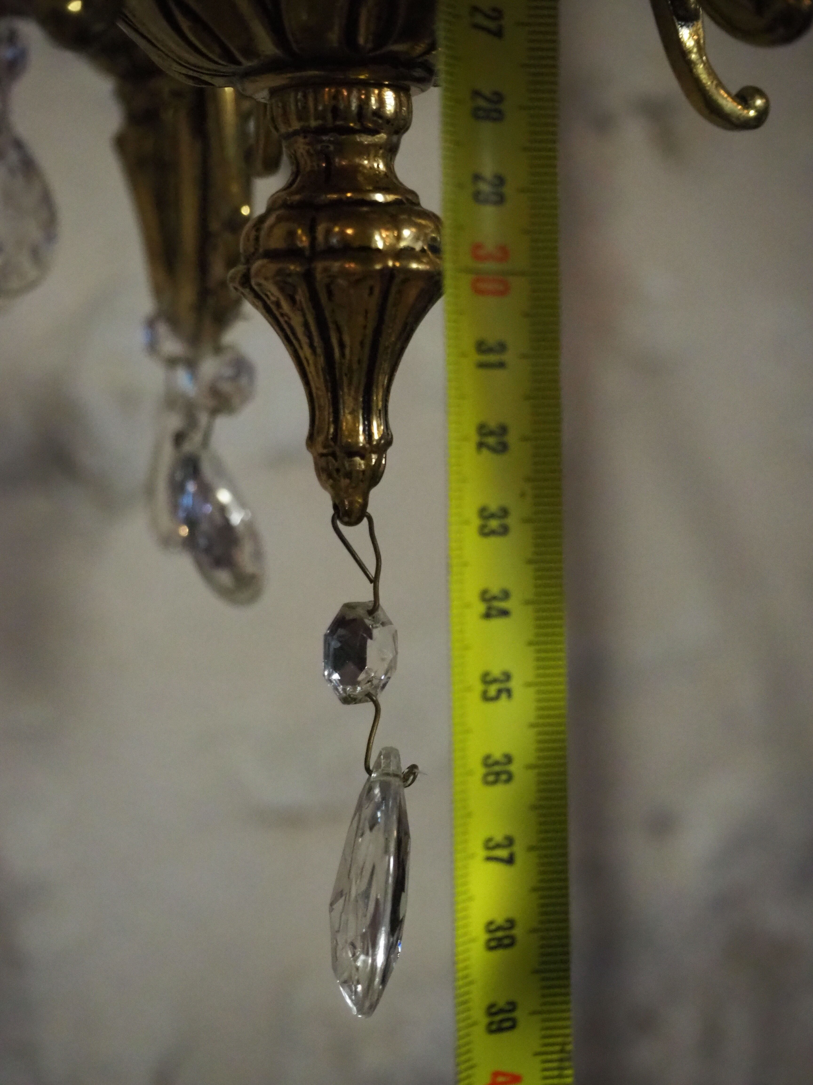 Bronze chandelier and faceted crystal stamps