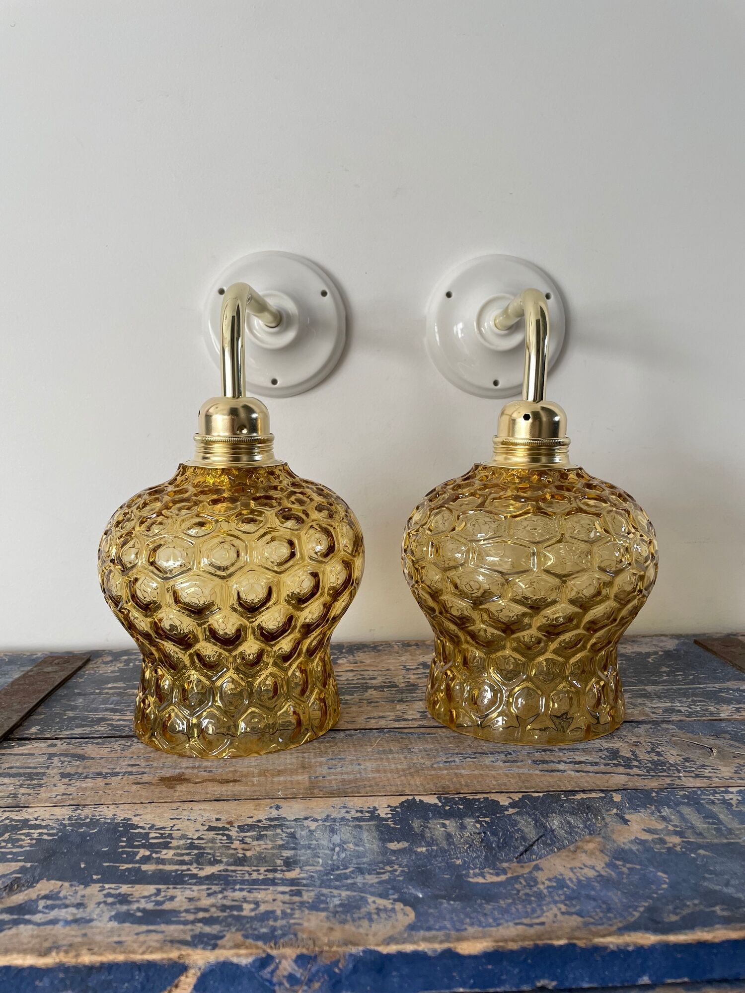 Set of two new electrified bubble glass sconces