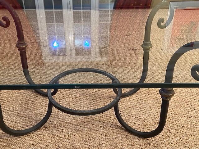 Coffee table glass and wrought iron