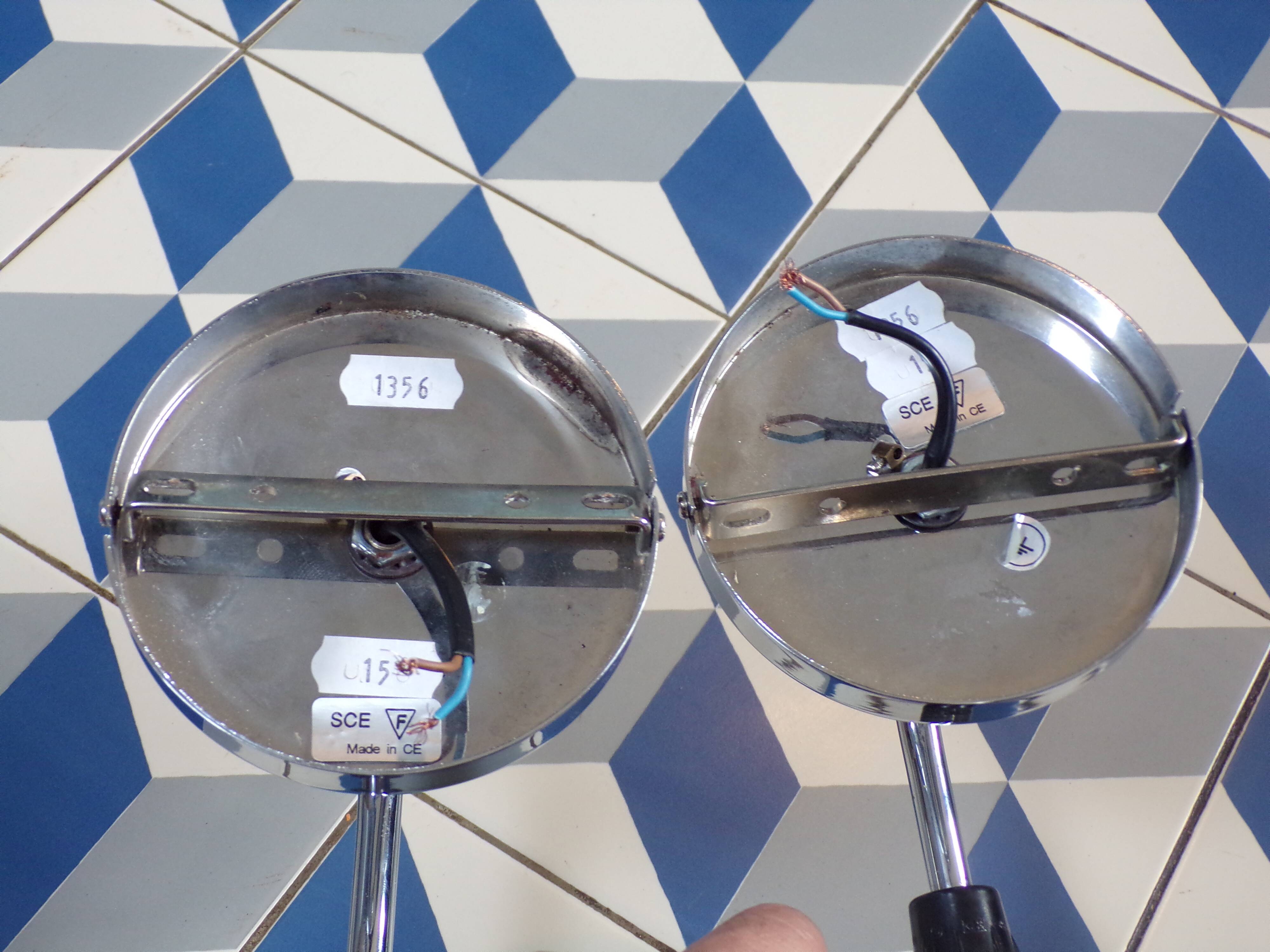 Pair of blue opaline sconces