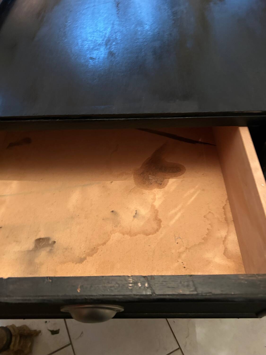 1960s leather and wood buffet sideboard