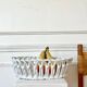 Woven white ceramic fruit bowl