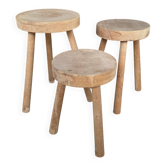 Série 3 tabouret tripodes en bois
