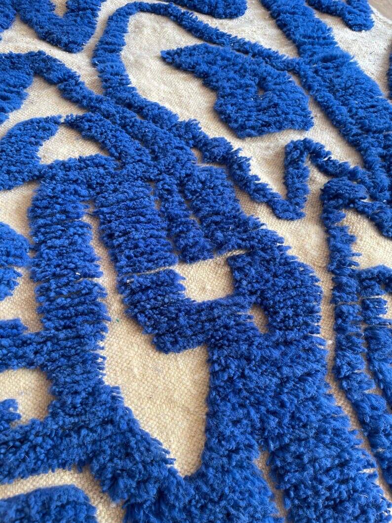 Traditional blue Beni Ourain artisan rug 140 x 260 cm