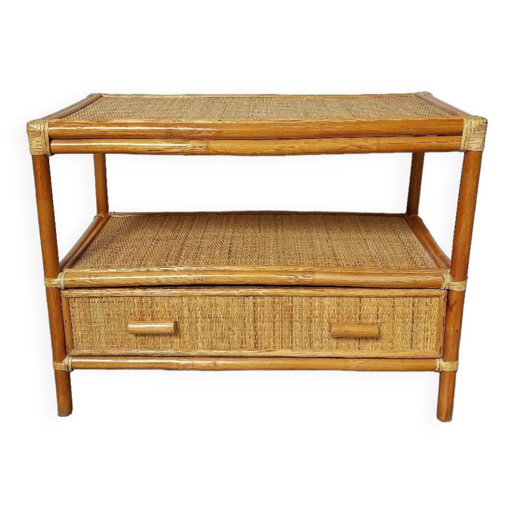 Commode rotin cannage vintage