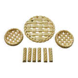 2 yellow ceramic trivets and knife rests