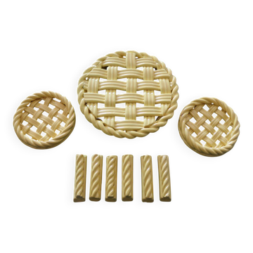 2 yellow ceramic trivets and knife rests