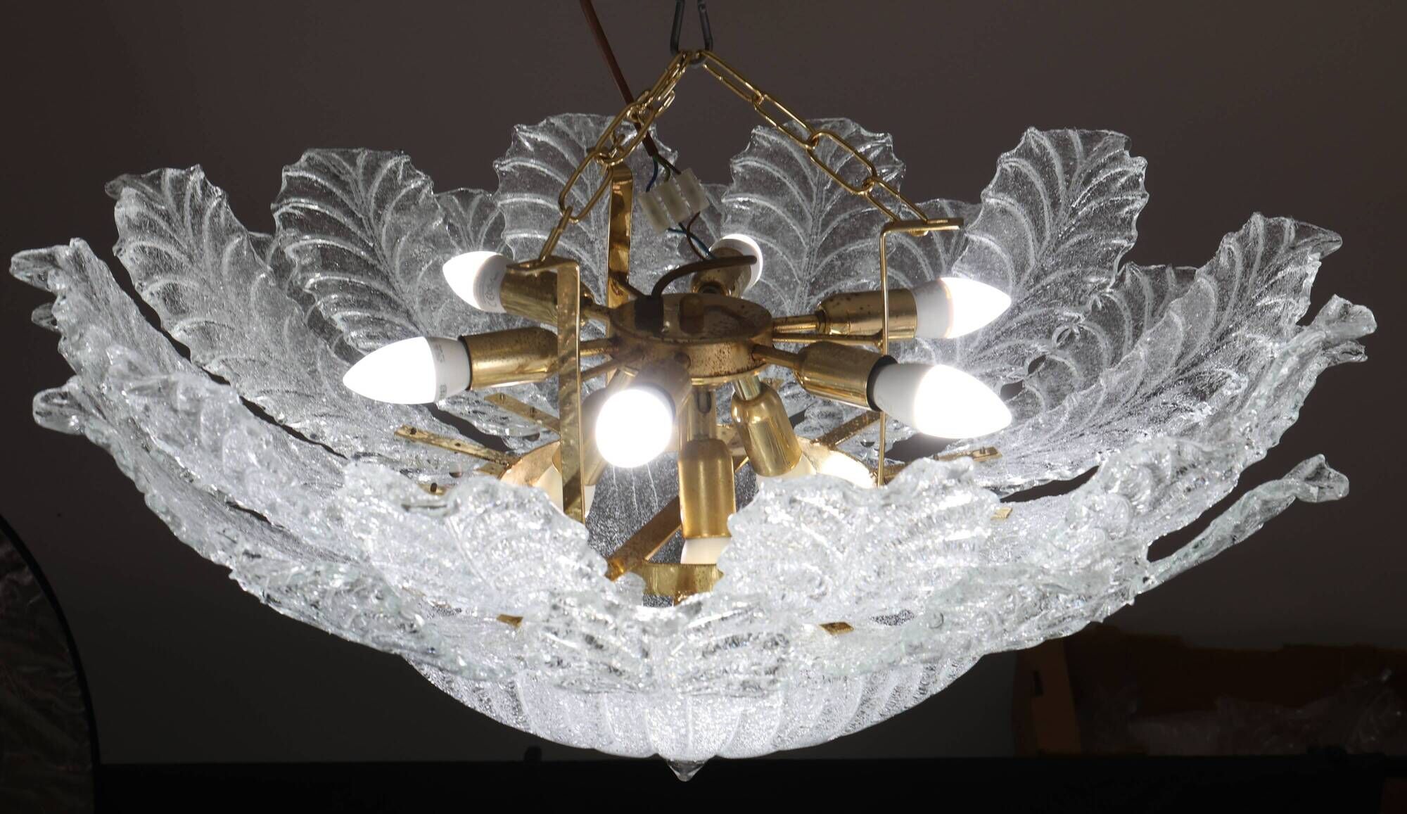 Taormina, Large Size Murano Clear trasparent Vintage Glass Ceiling Light, 1