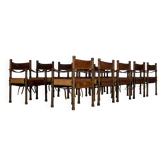 Grand ensemble de chaises de salle à manger Safari - Allemagne années 1960