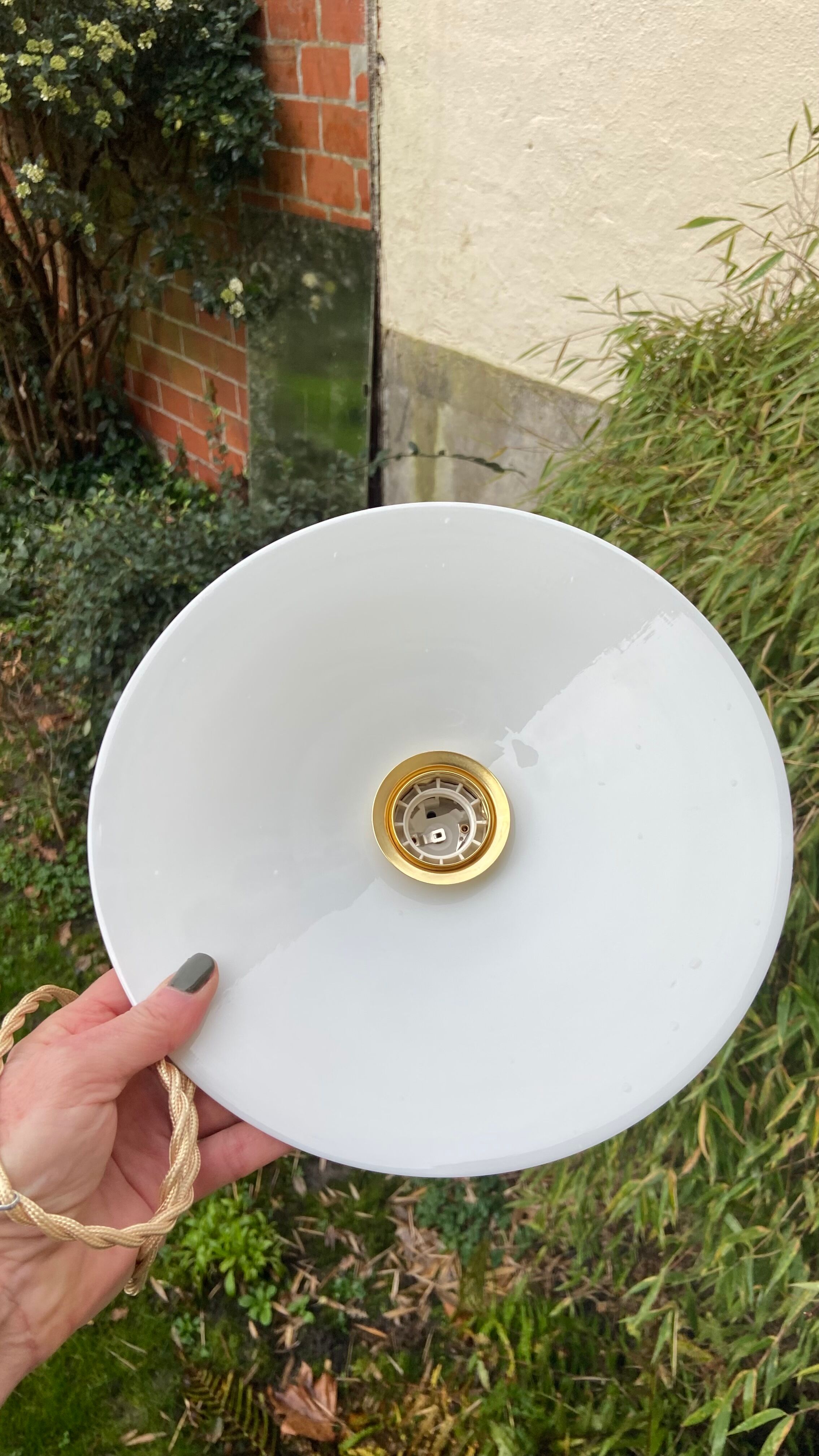 Vintage white opaline pendant light