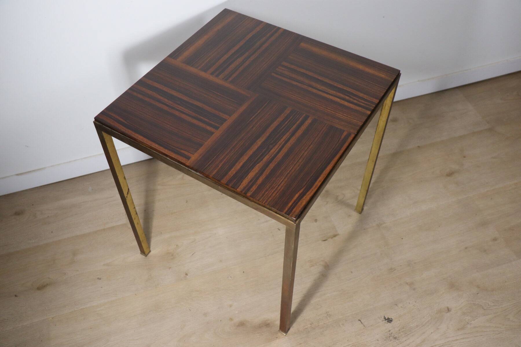 Vintage side table in rosewood & bronze – 1960s
