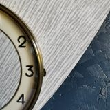 Vintage formica clock asymmetrical silent wall clock "Vedette transistor gray"