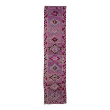 1970s Turkish Handmade Wool Runner Rug 80x321