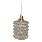 Vintage globe pendant light in transparent molded glass