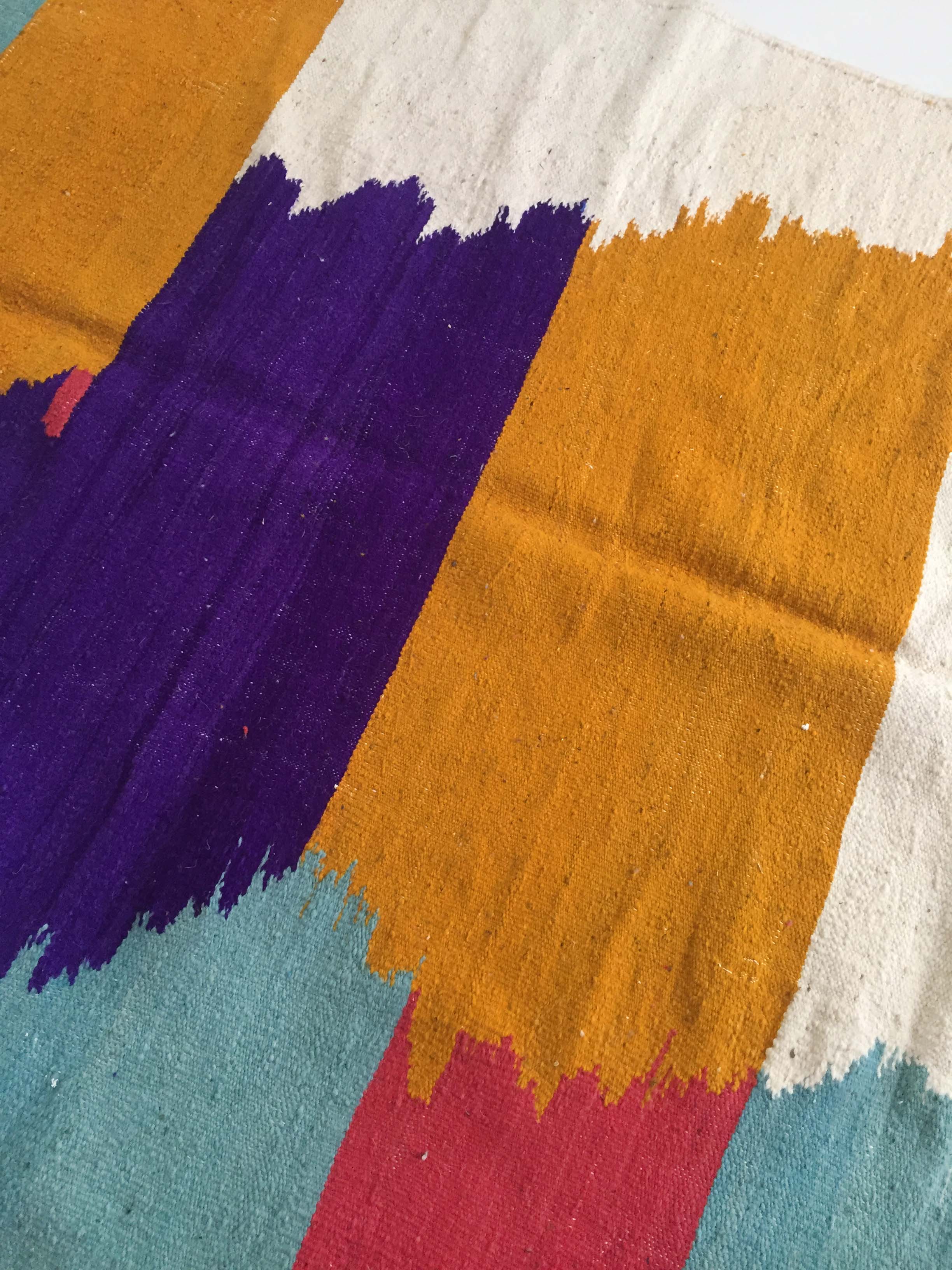 Moroccan Berber Kilim carpet ecru with colorful flats 290x179cm