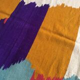 Moroccan Berber Kilim carpet ecru with colorful flats 290x179cm