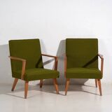 2 green armchairs, circa 1950