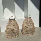 Rattan pendant lamp in the shape of bell D25 H28