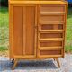 Vintage Golden Blond Oak Chest of drawers Feet Compass 6 Drawers 1 Door 50s