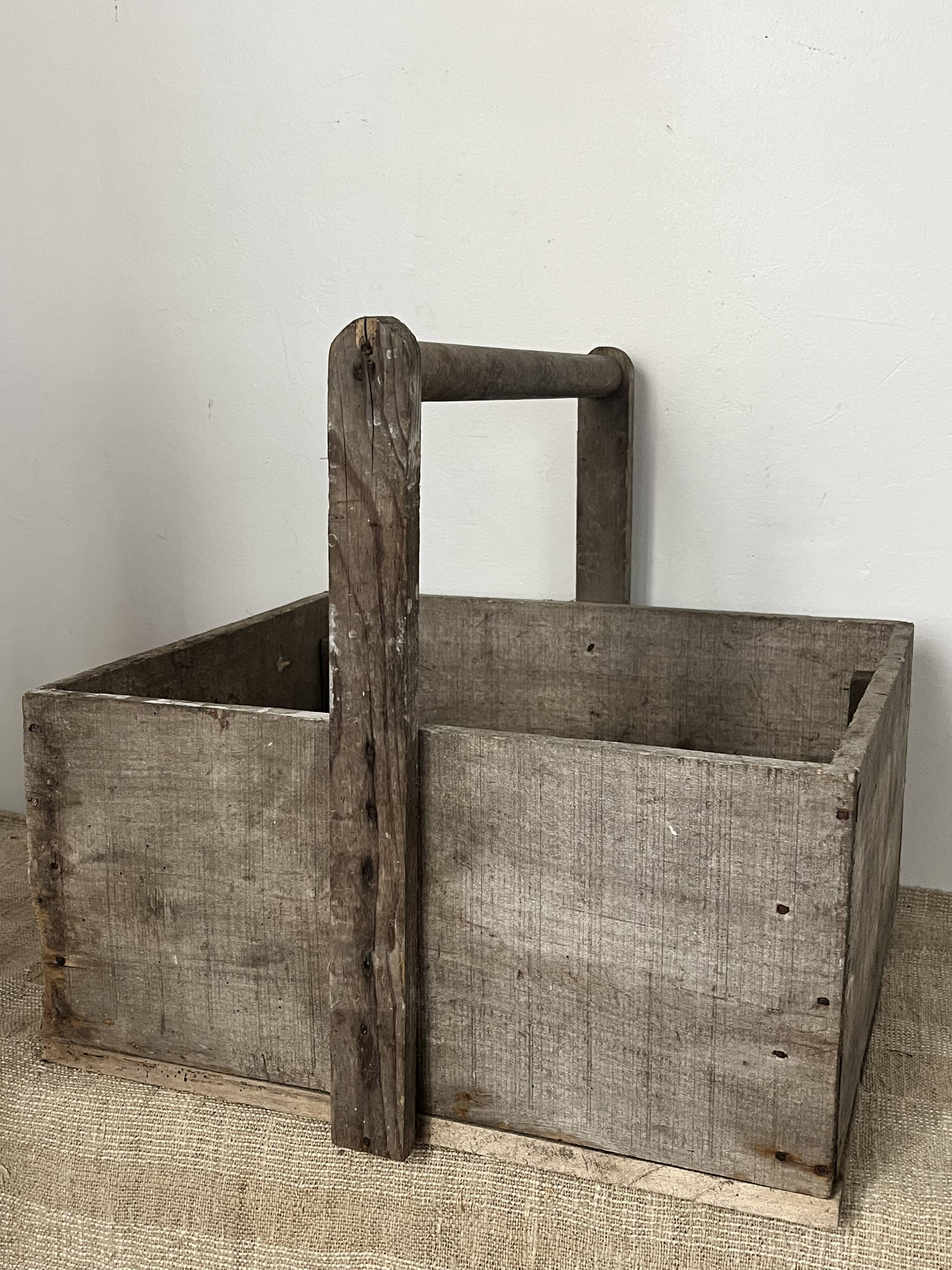 Wooden basket for the garden or workshop, folk art
