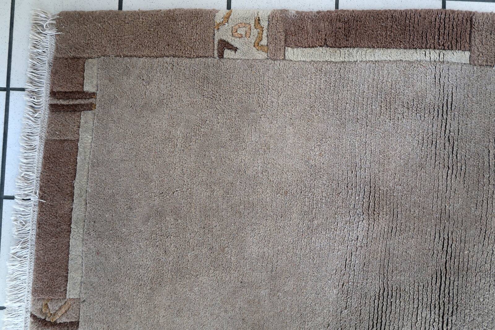 Tapis Vintage Khaden Tibétain en Laine (74cm x 139cm), Années 1970, Éléganc