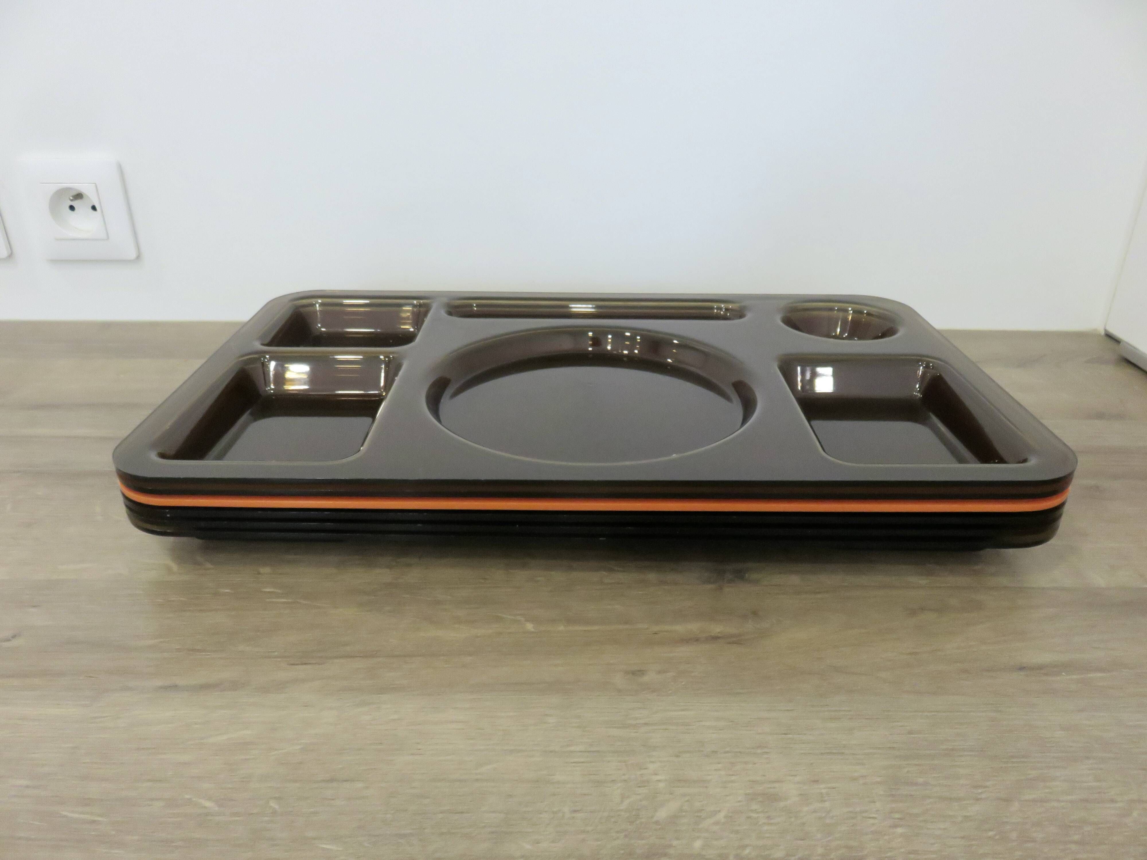 Set of 3 Guzzini trays in transparent ABS and orange ABS, 1970, vintage.