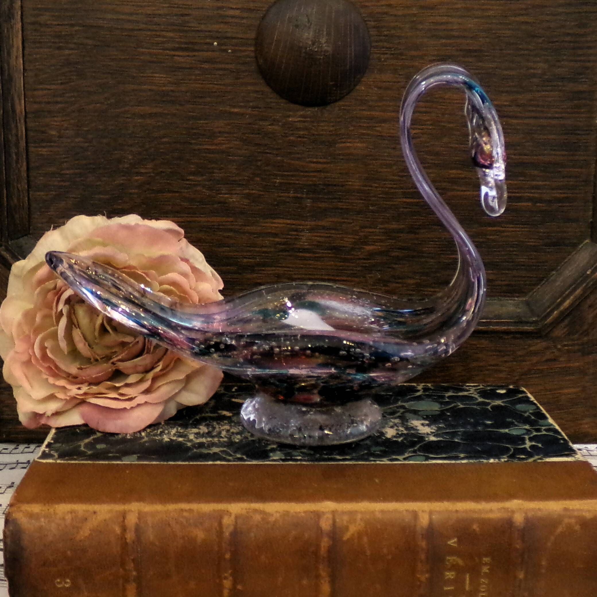 Mid-century Murano glass multicolored swan