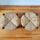 Brutalist wooden and straw stools - France 1950