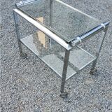 Rolling service chrome art deco double glass trays 1930