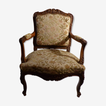 Louis XV style armchair in blond walnut