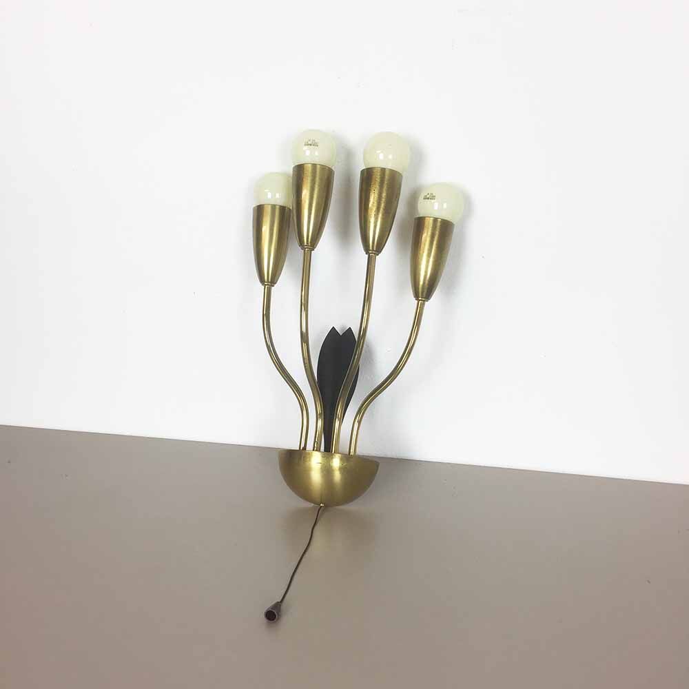 Italian wall light | applied in metal and brass - 1960 s | midcentury modern