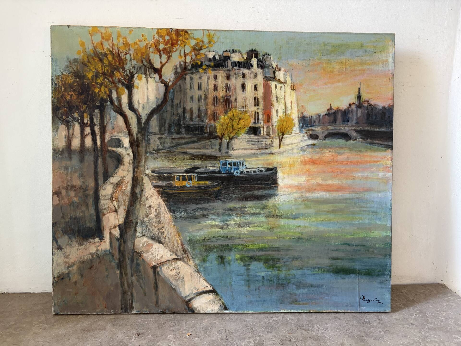 La Seine à Paris, huile sur toile signé 1970