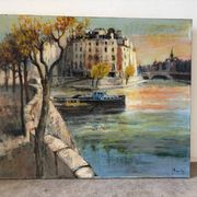 La Seine à Paris, huile sur toile signé 1970