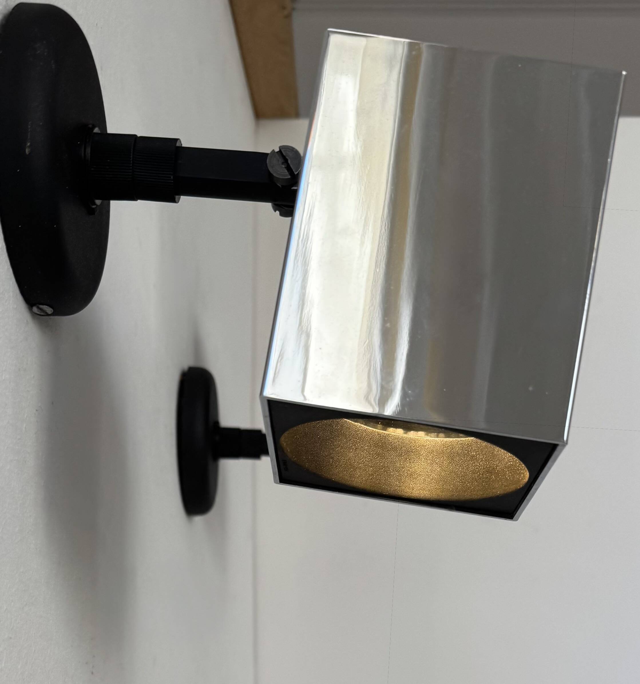 Pair of vintage adjustable wall lights, chrome-plated metal, France, 1970