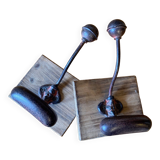 Wooden and metal coat hooks