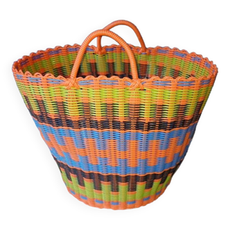 Shopping bag basket/scoubidou decoration