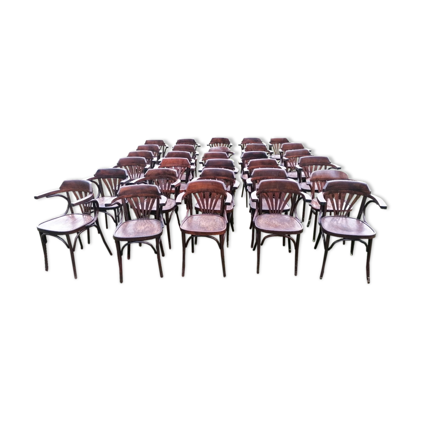Set of 30 vintage bistro armchairs