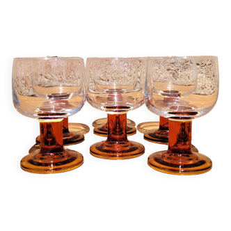 Suite of 6 wine glasses 70s