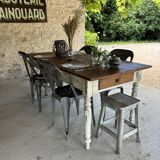 Farmhouse table with turned solid wood legs