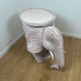 Vintage side table in rattan in the shape of an elephant, attributed to Vivai del Sud, Italy, 1960 - 1970.